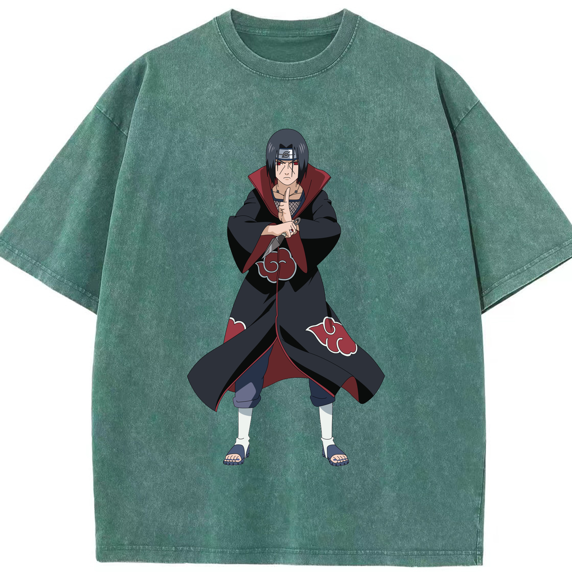 （画像用） NARUTO -ナルト- うちは イタチ Uchiha Itachi 綿100% ヴィンテージ風 半袖Tシャツ（フロントプリント）